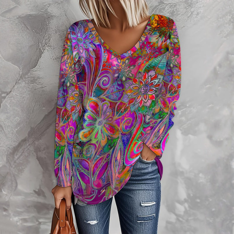 Tunique florale rétro femme