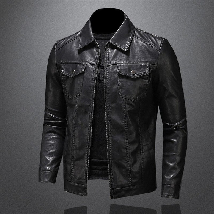 Veste en cuir noir homme