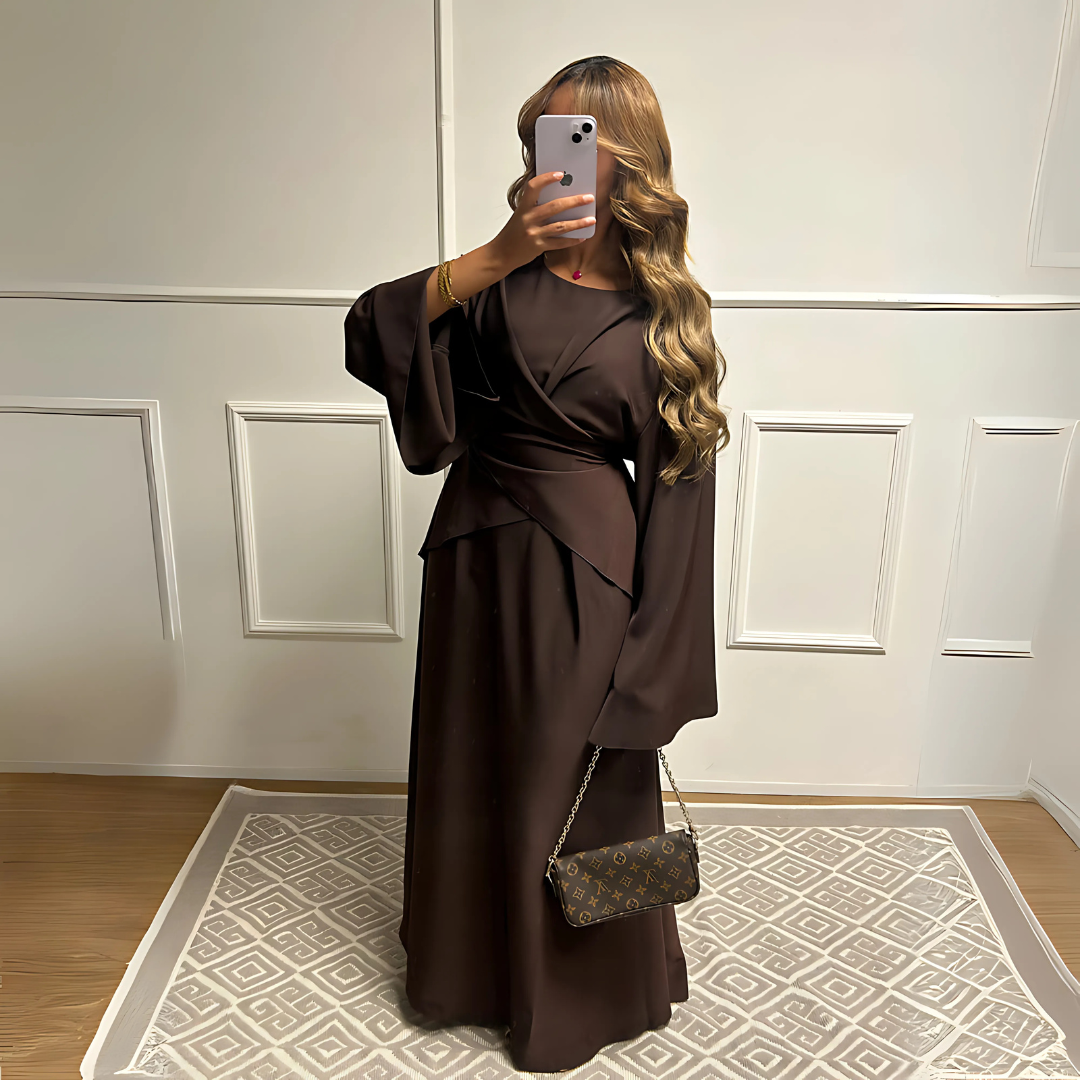 Abaya fluide à manches papillon