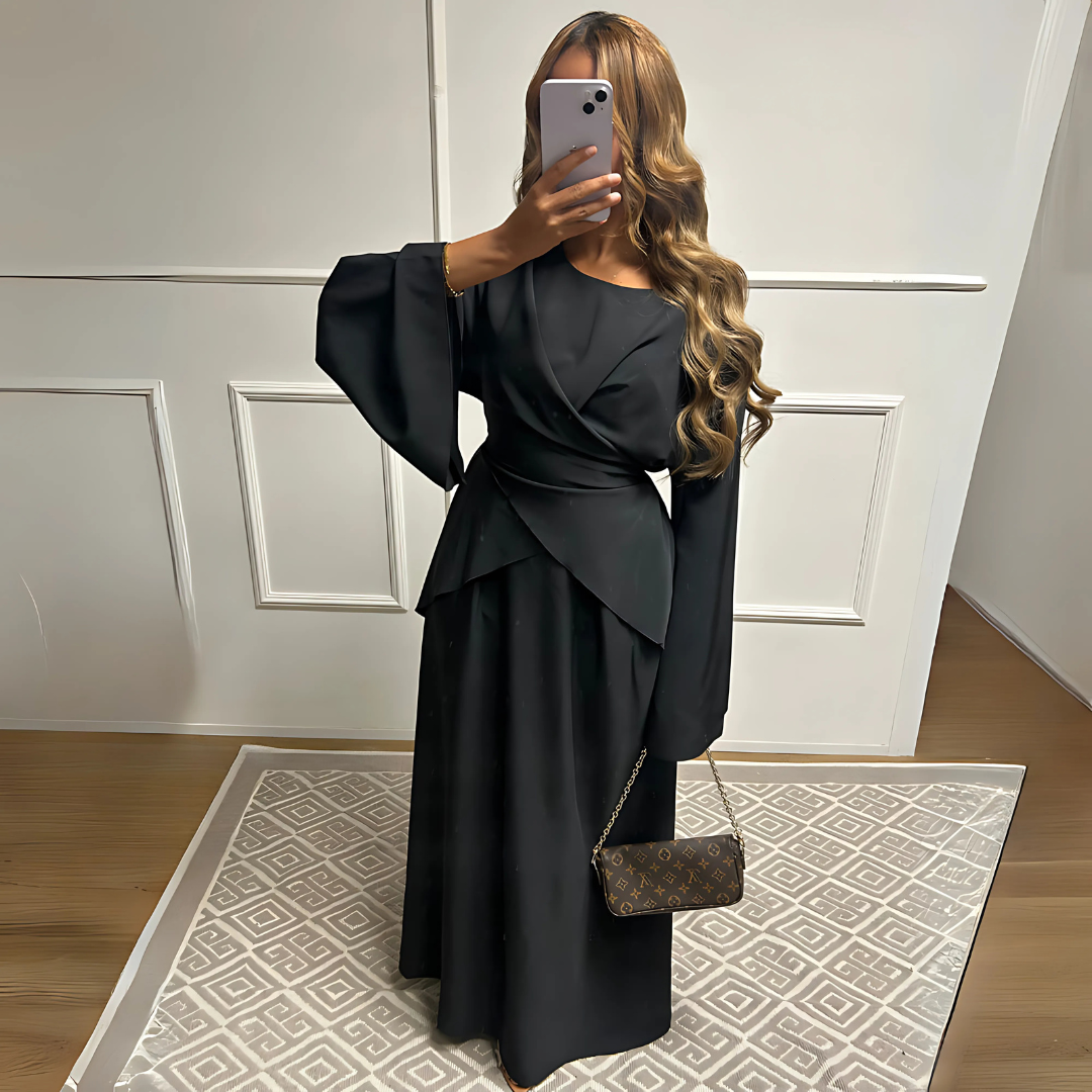 Abaya fluide à manches papillon