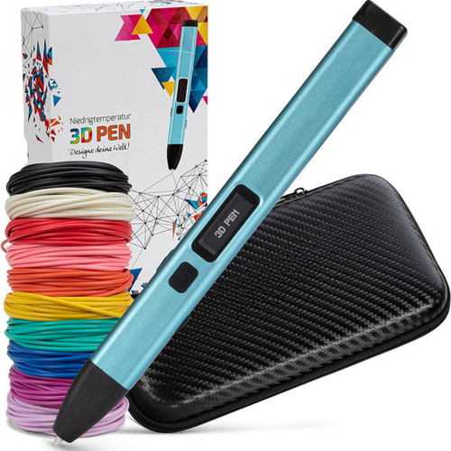 Set de stylo 3D avec 10 filaments bleu