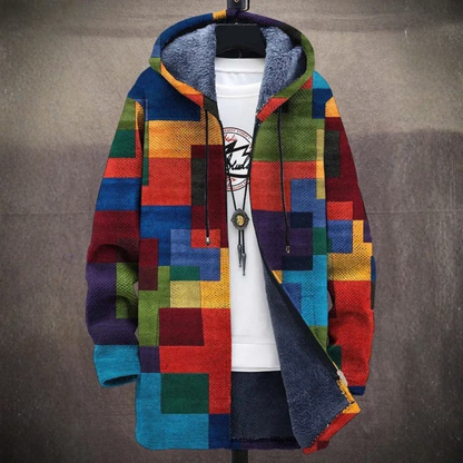 Veste à capuche patchwork femme