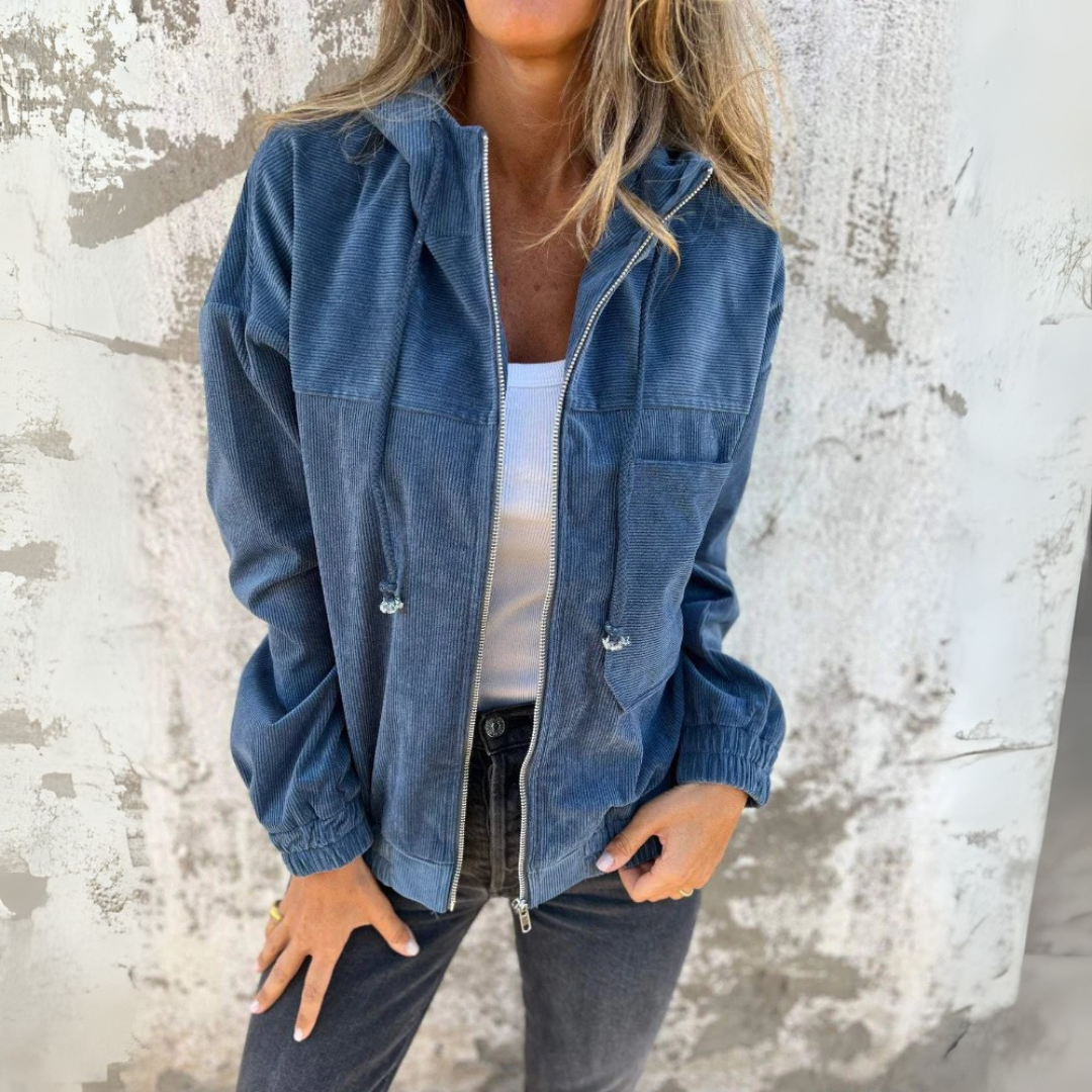 Hoodie en velours côtelé avec fermeture éclair