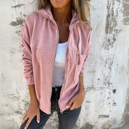 Hoodie en velours côtelé avec fermeture éclair