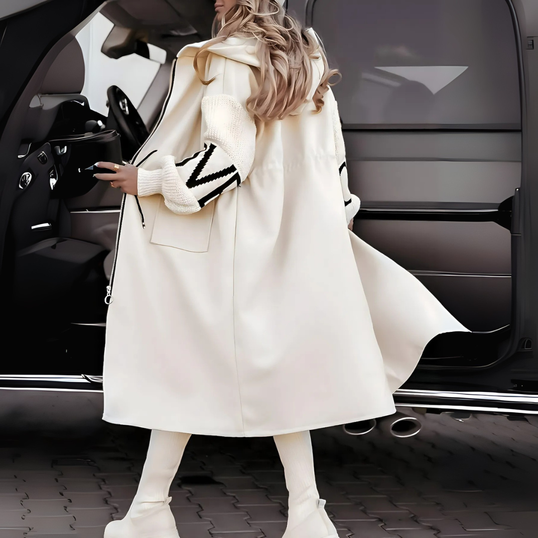 Veste femme avec manches tricotées & capuche