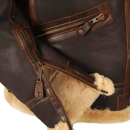 Lederjacke im Pilotenstil mit warmem Futter